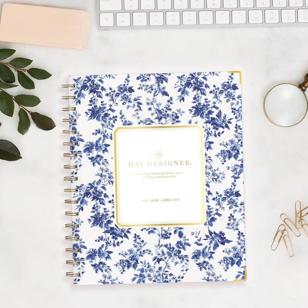 Day Designer 7"x9" 2026-2027 Planner Fleurie Blue Matte Laminated Weekly/Monthly Safety Wirebound - Image 8