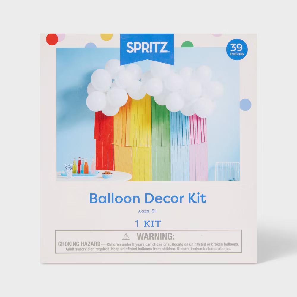 30ct Balloon Garland Décor Kit with Rainbow Tiered Backdrop - Image 3