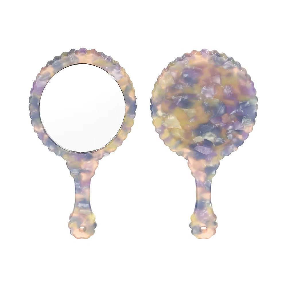 Oval Vintage Acetic Acid Handle Cosmetic Travel Hand Held Mirror - Image 12
