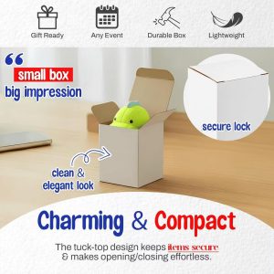 MT Products White Gift Box 3" 3" 4" - Tuck Top Small Paperboard Gift Boxes - Pack of 30