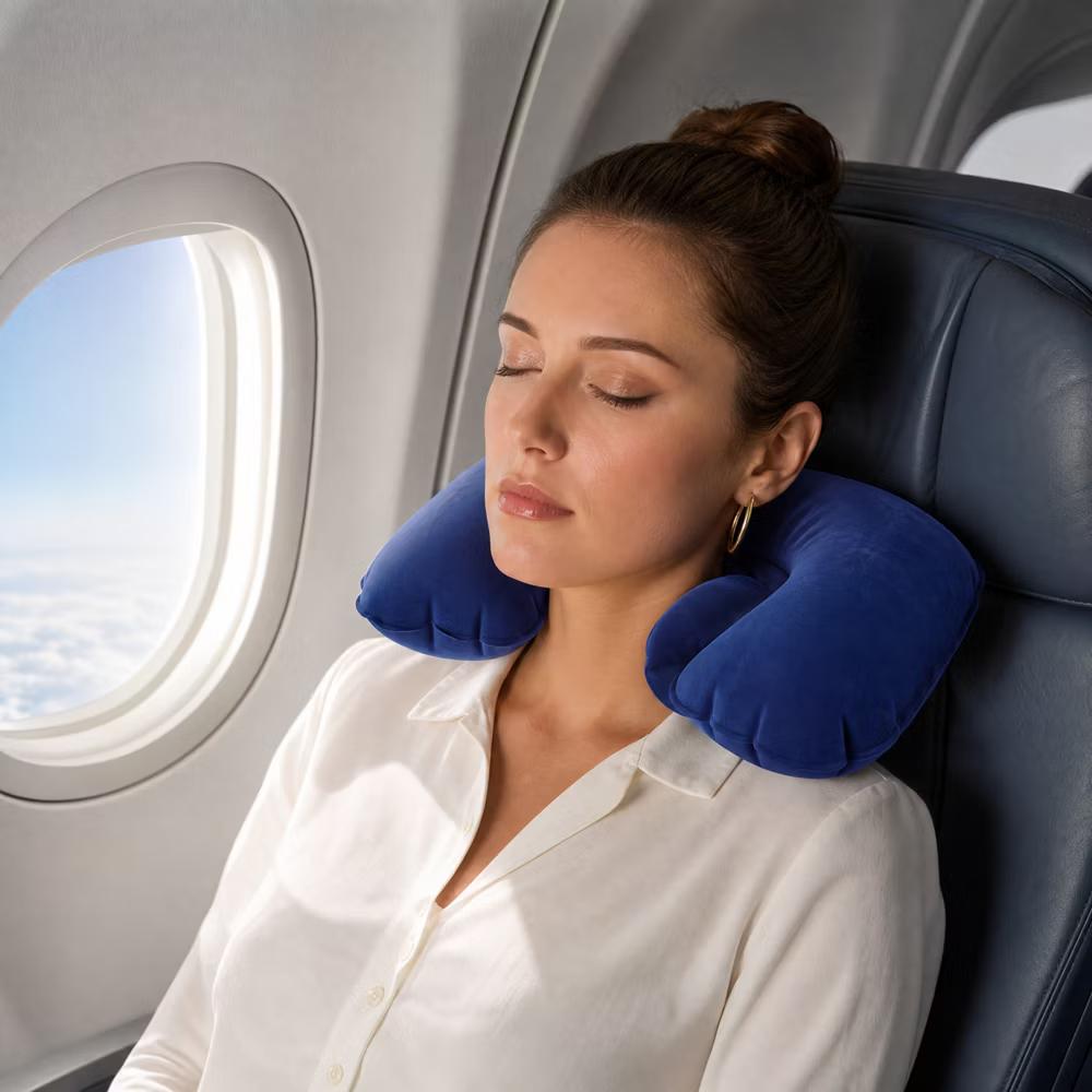 Comfortable Inflatable Travel Pillow with Eye Mask Earplugs 1 Set - Image 10