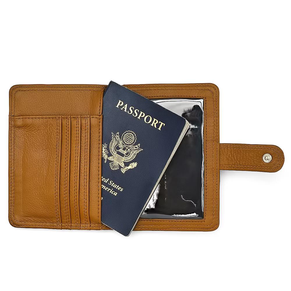 Steeltime Unisex leather passport holder. Color Options: Black, Brown, Navy, Teal, Red, Purple - Image 13