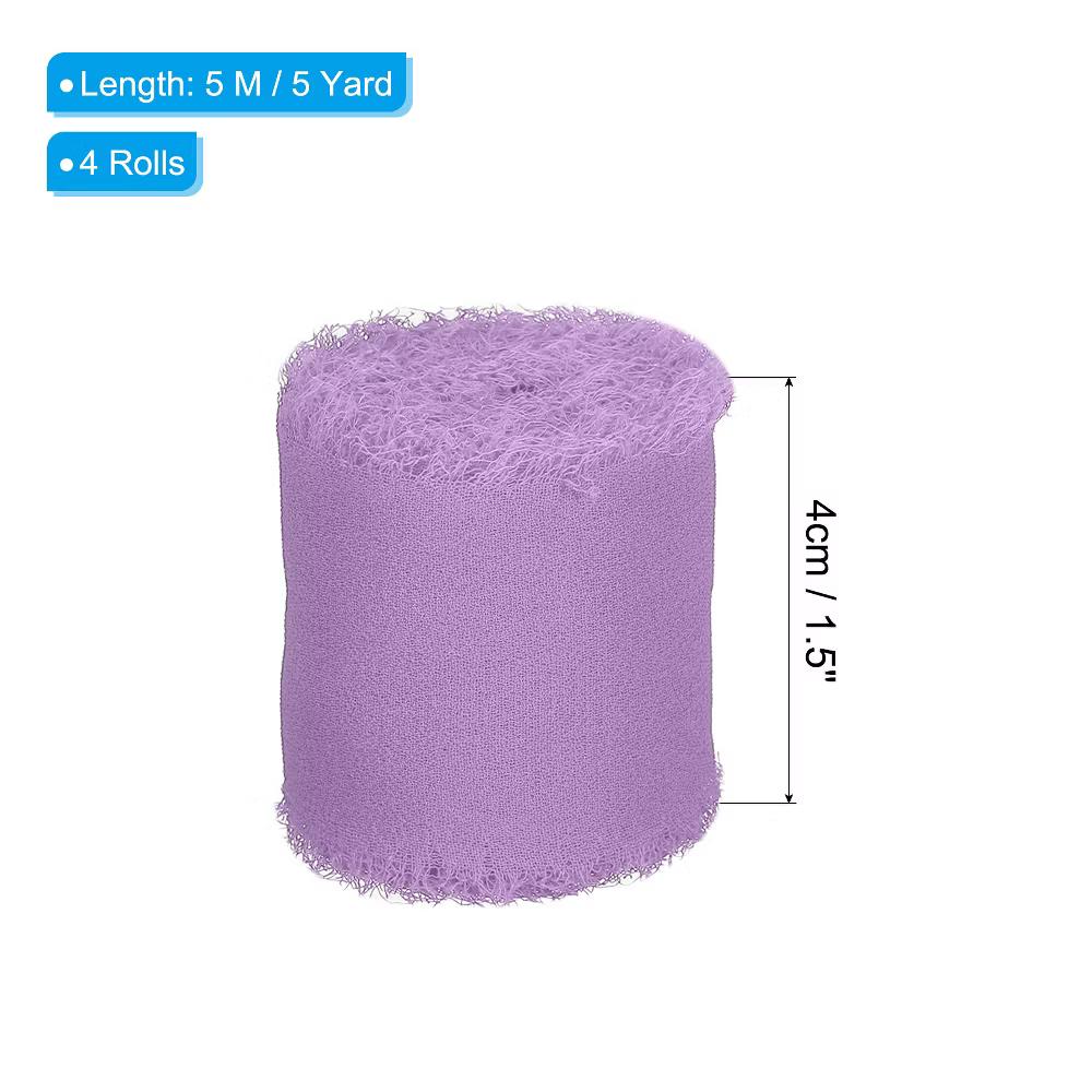 DIY Crafts Party Gift Wrapping Fringe Chiffon Silk Ribbon 4 Rolls - Image 24