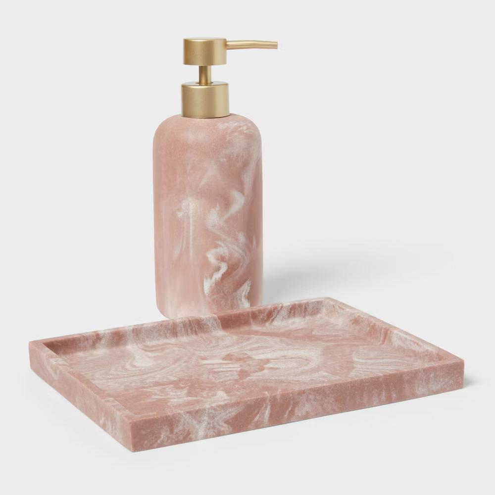 Pink Quartz Resin Soap Pump
