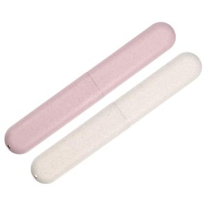 Toothbrush Travel Case Traveling PP Portable Toothbrush Holders Cases for Travel Business Beige Pink 8.07''x1.22''x0.83''
