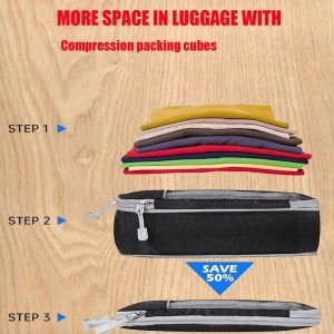 5 Pcs Expandable Compression Packing Cubes,Lightweight Compressible Travel Organizer,Mesh Packing Cubes With Double Zipper and Handle for Travel