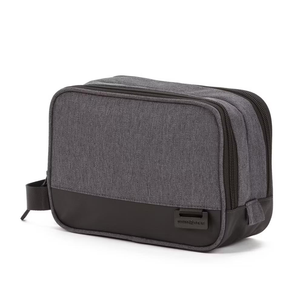 Heather Gray Toiletry Bag: Solid Pattern, Storage, 6.69" Height