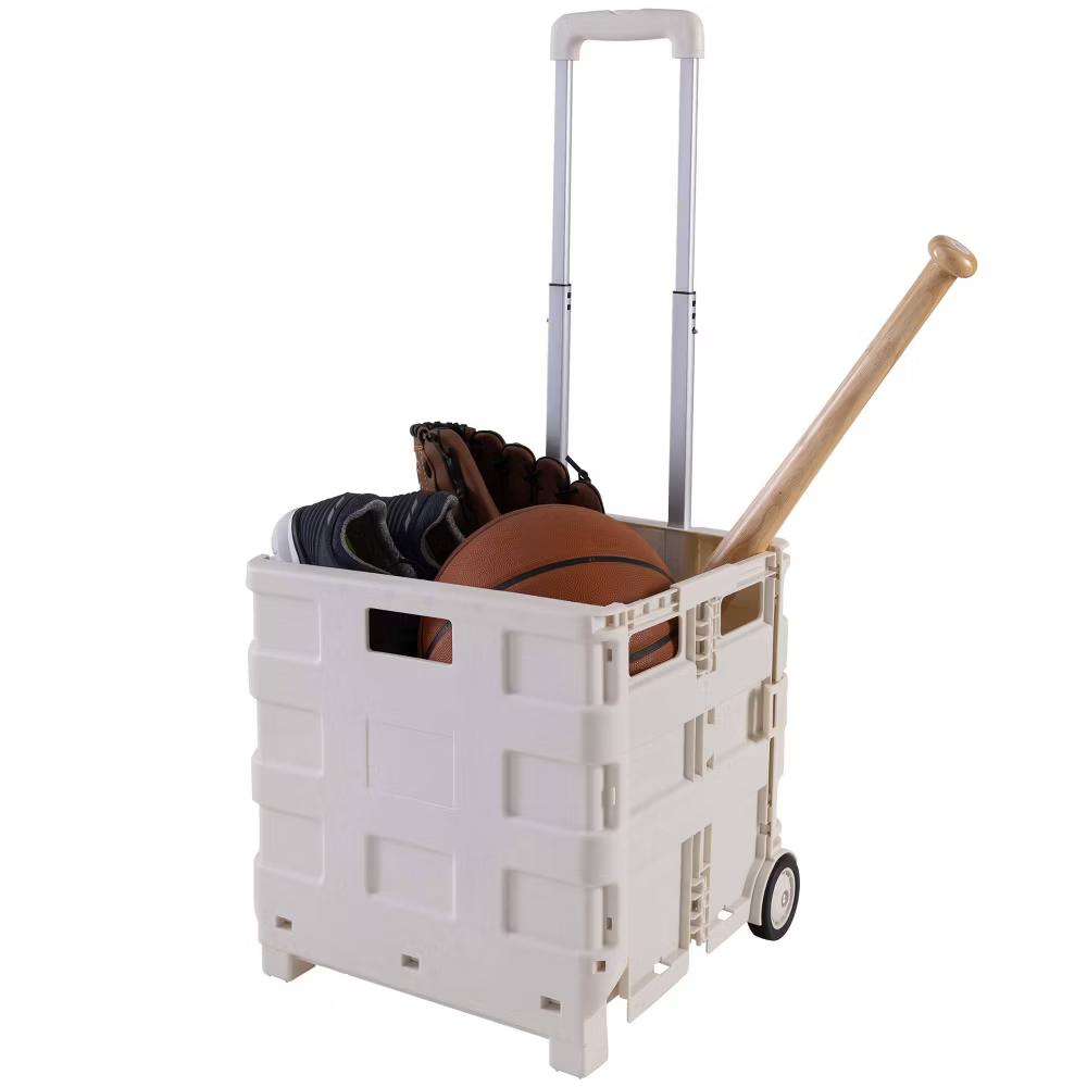 Simplify Portable Folding Shopping Utility Cart White Kennedy International: Foldable Grocery & Utility Cart with Wheels