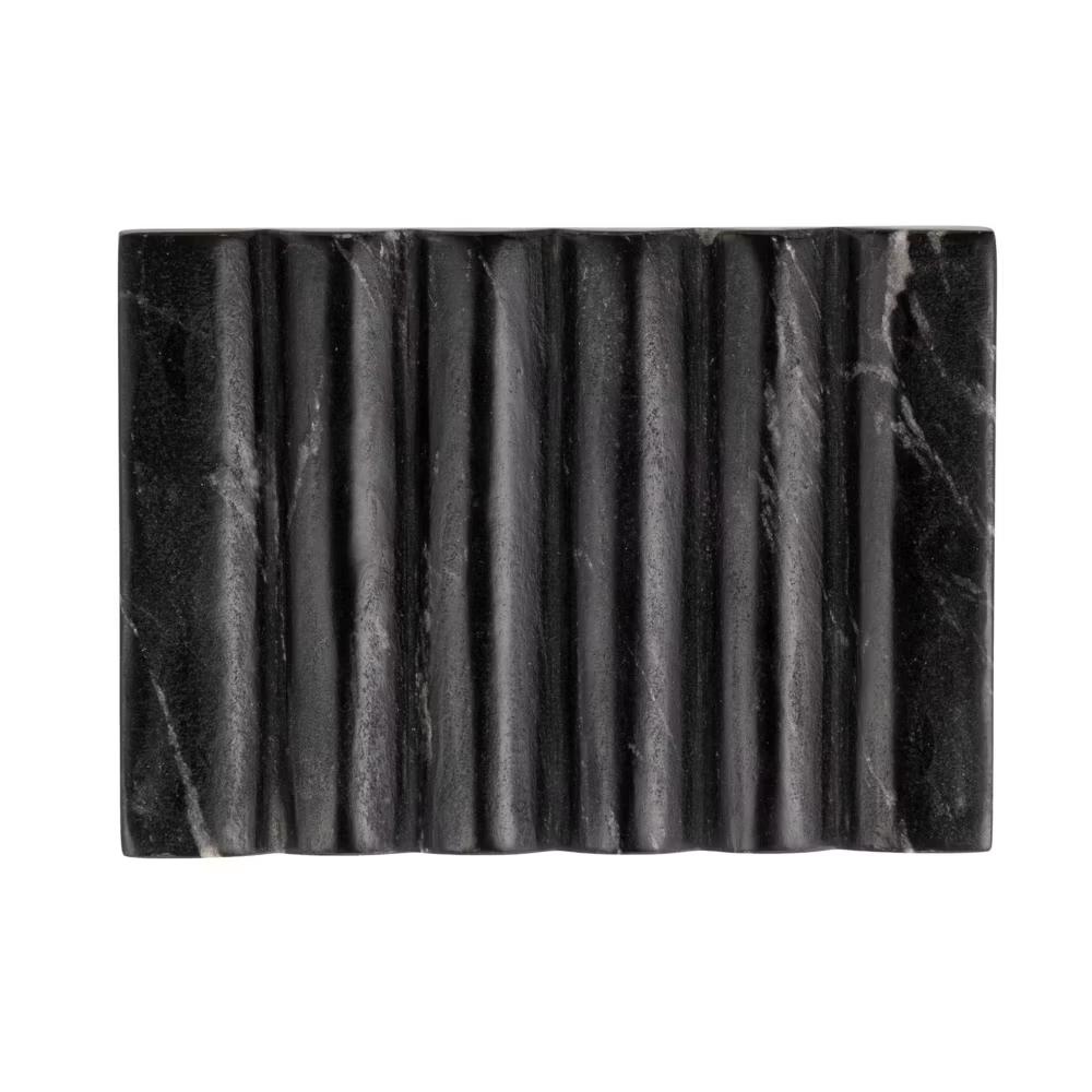 Storied Home Mélange Marble Soap Dish, Black and Beige