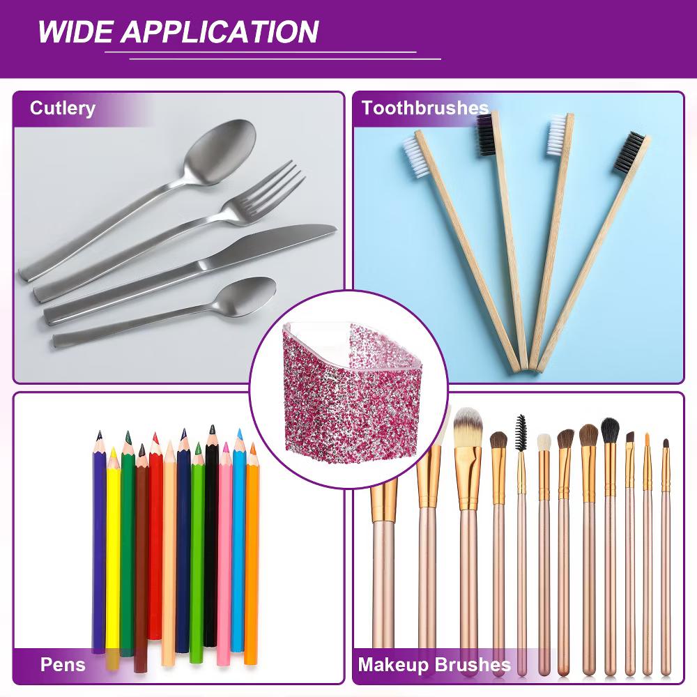 Rhinestone ABS Home Pencil Nail Art Tool Makeup Brush Holder - Image 27