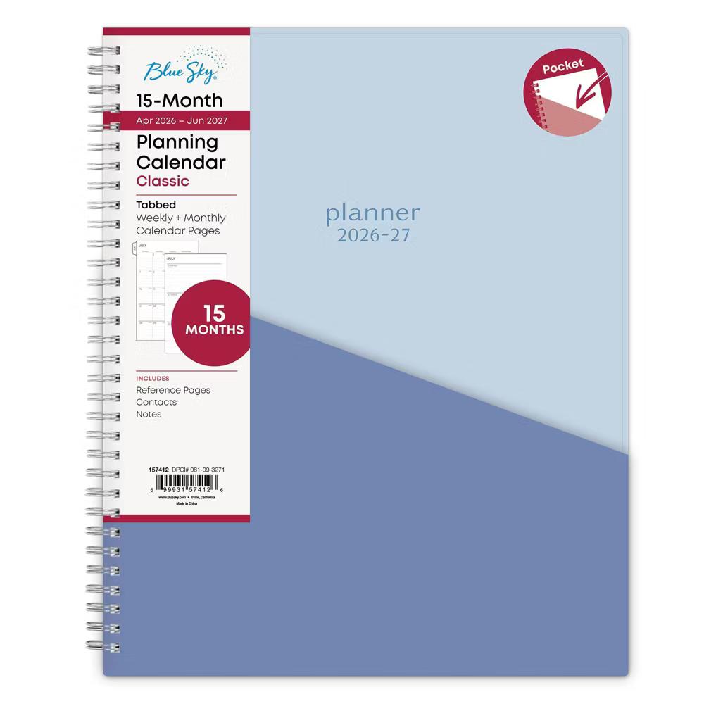 Blue Sky 8.5"x11" 2026-2027 Blue Sky Weekly/Monthly Planner Powder Blue/Periwinkle - Image 6