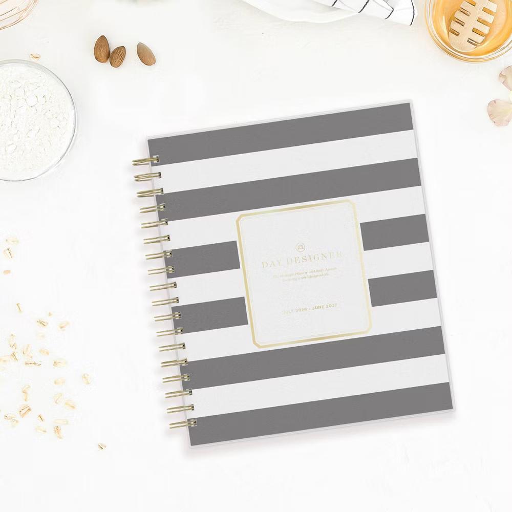 Day Designer 8"x10" AY 2026-2027 Planner Rugby Stripe Black Frosted 27 Daily/Monthly Safety Wirebound - Image 6