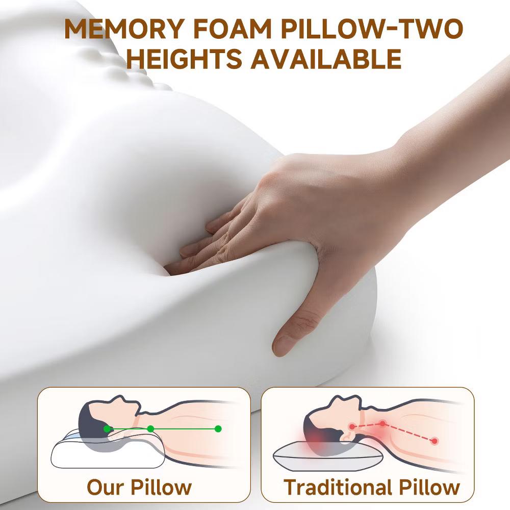 Neck Pillow Memory Foam Contour Pillow for Pain Relief Cervical Pillow for Sleeping, Ergonomic Pillow for Side Back Stomach Sleeper - Image 2