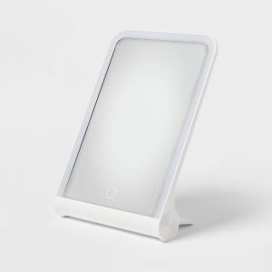 LED Mirror - Rectangular Vanity Mirror with Lights, 1X Magnification, Spot Clean, Lithium Ion Battery Included