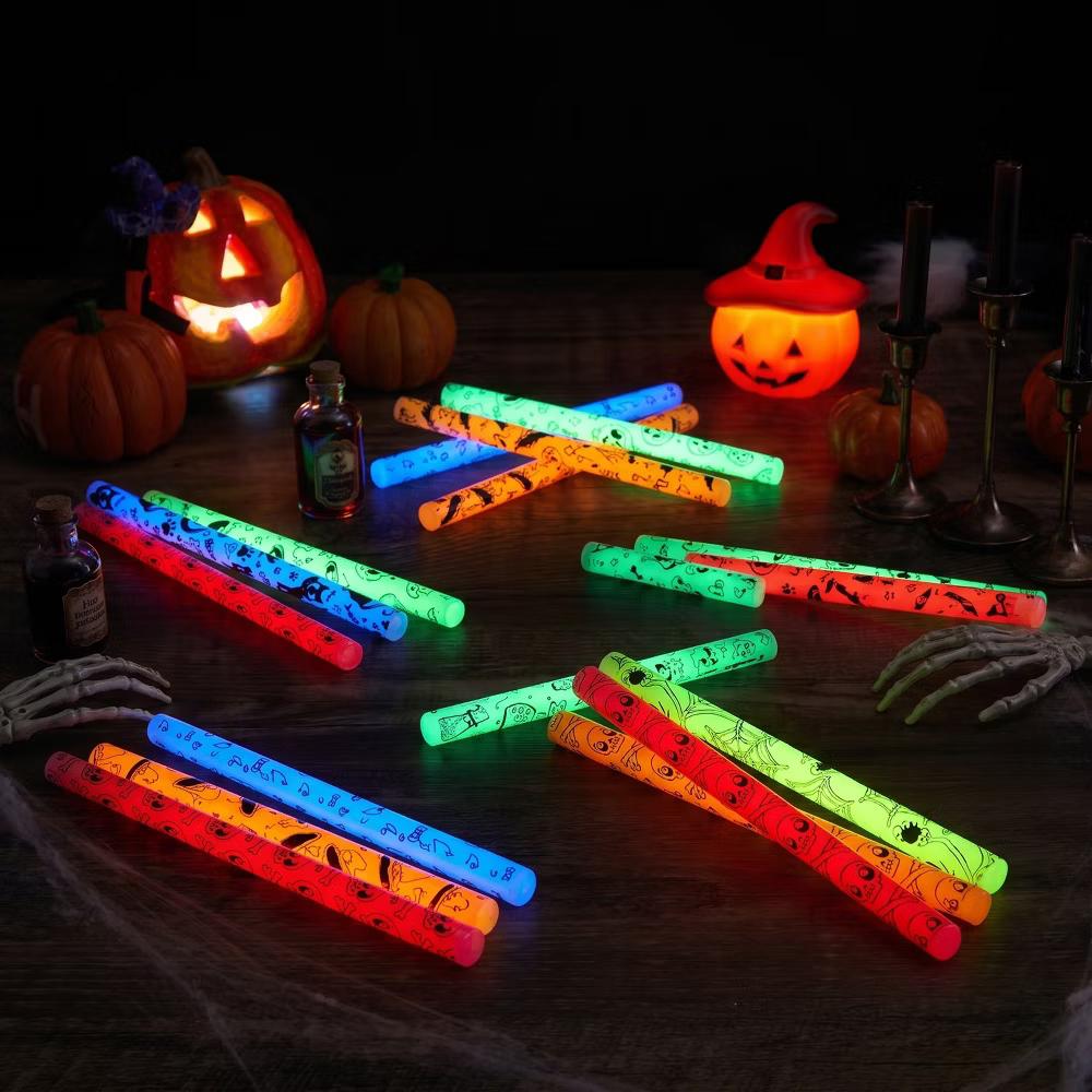 Halloween Party Favors 24 Pcs Glow Sticks Hanging Wands for Kids Gift Halloween Goody Bag Filler Classroom Prize (8 Different Patterns/6 Colors) - Image 3