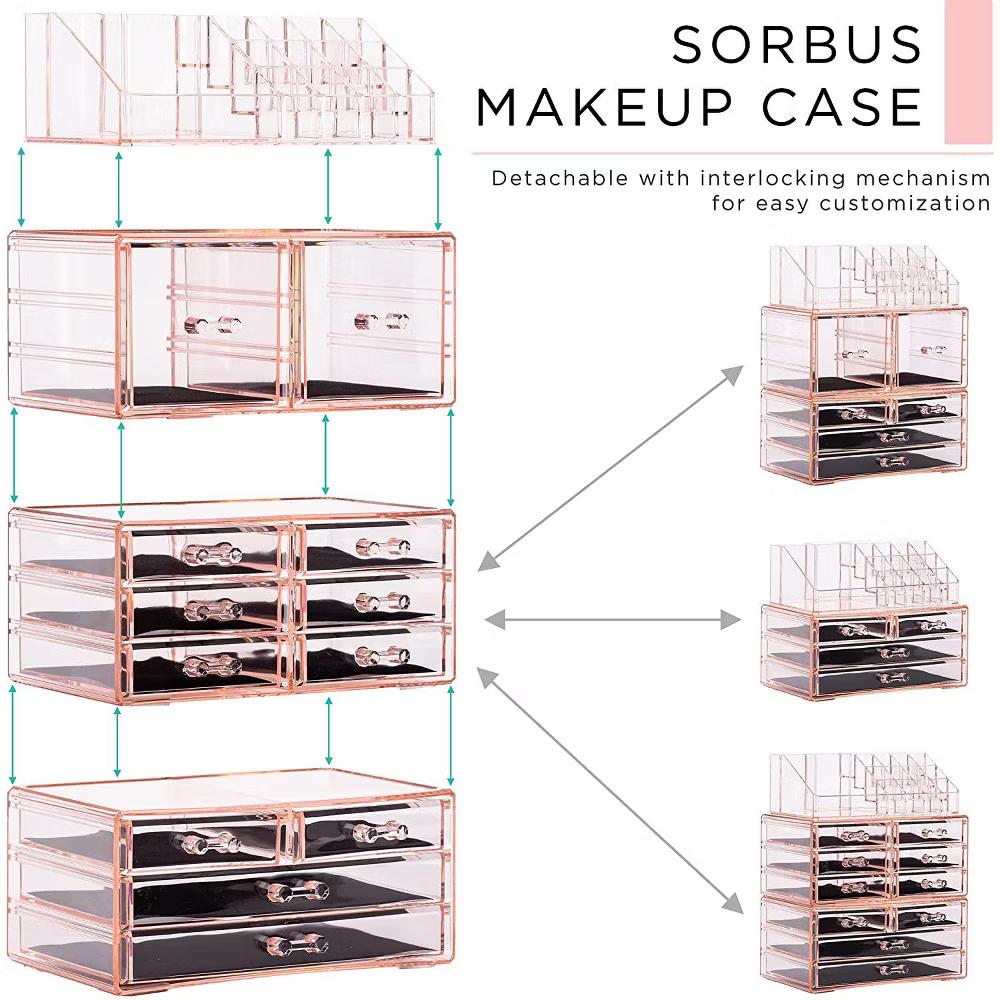 Large Makeup Organizer Case - 4 Piece Set (12 Drawers) - Image 14