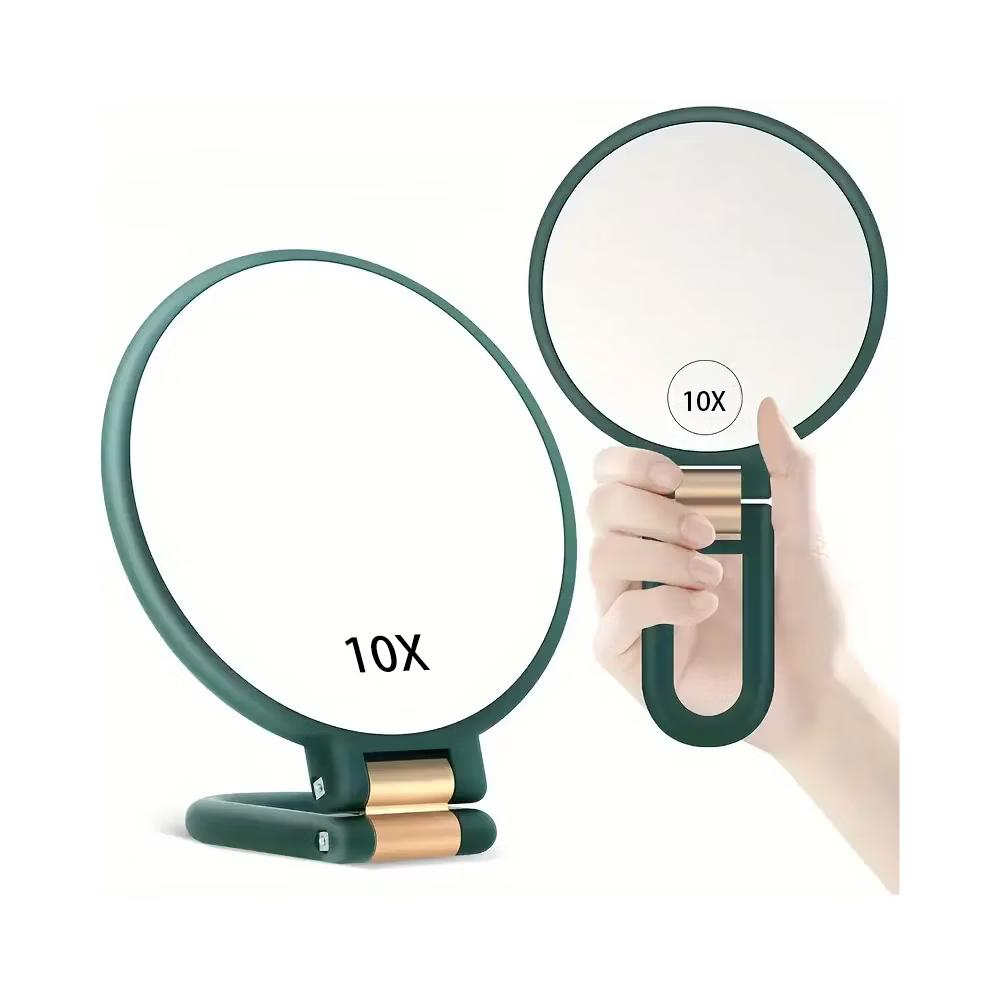 Mber Hand Mirror For Makeup Mirror 2-Sided 1X 10X Magnifying Mirror, Travel Mirror With Stand, Foldable Handheld Mirrors with Handle, Green - Image 8