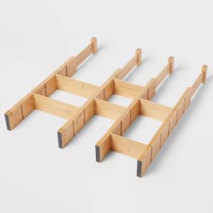 4pk Natural Expandable Drawer Dividers Yellow - Adjustable Organizer for Closet Storage