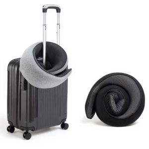 Ergonomic Travel Neck Pillow with Soft Cushioned Wrap Design and Supportive Contoured Structure for Rest- Gray