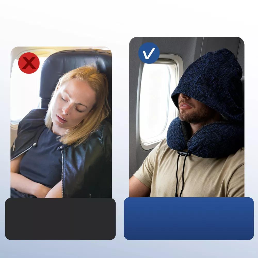 Travel Neck Pillow with Extra Large Hood 1 Set - Image 3