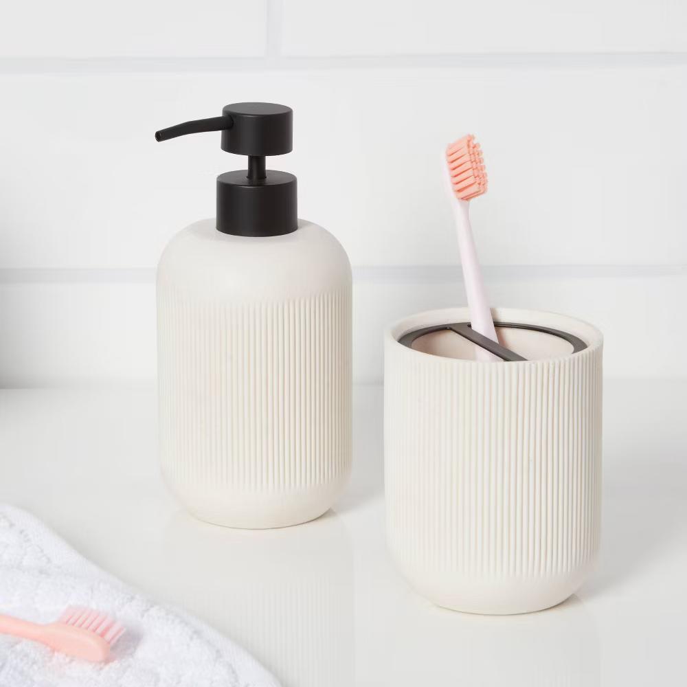 Modern Resin Toothbrush Holder Sand - Image 4