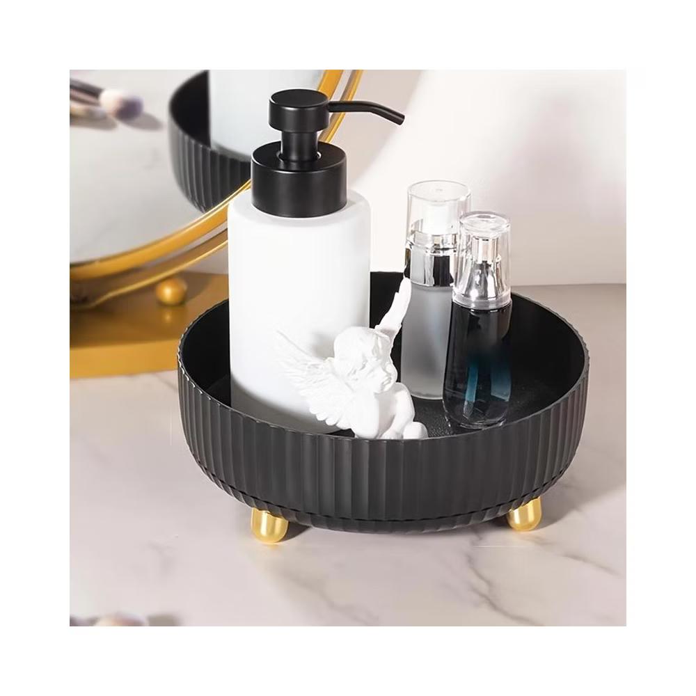 360 Degree Rotating Makeup Organizer Tray, Lazy Susan Perfume and Skincare Storage Organizer for Vanity, Dresser and Bathroom Countertop-black - Image 6