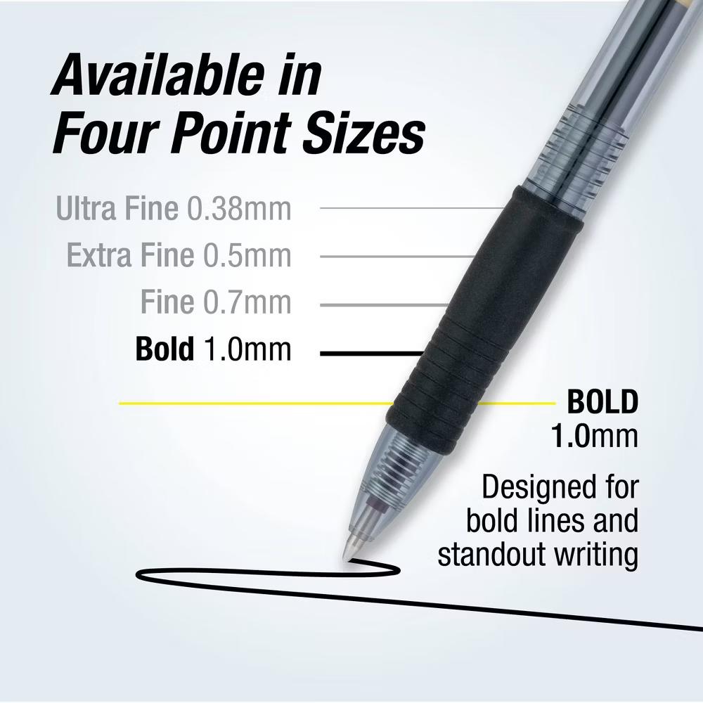 5pk G2 Premium Gel Pens Bold Point 1.0mm Assorted Inks - Image 3