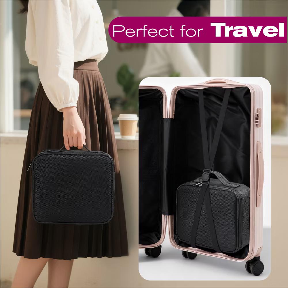 Mber Travel Makeup Organizer Bag, Makeup Case Waterproof, Makeup Bag Organizer with Compartments, Professional Makeup Train Case for Cosmetics - Image 4