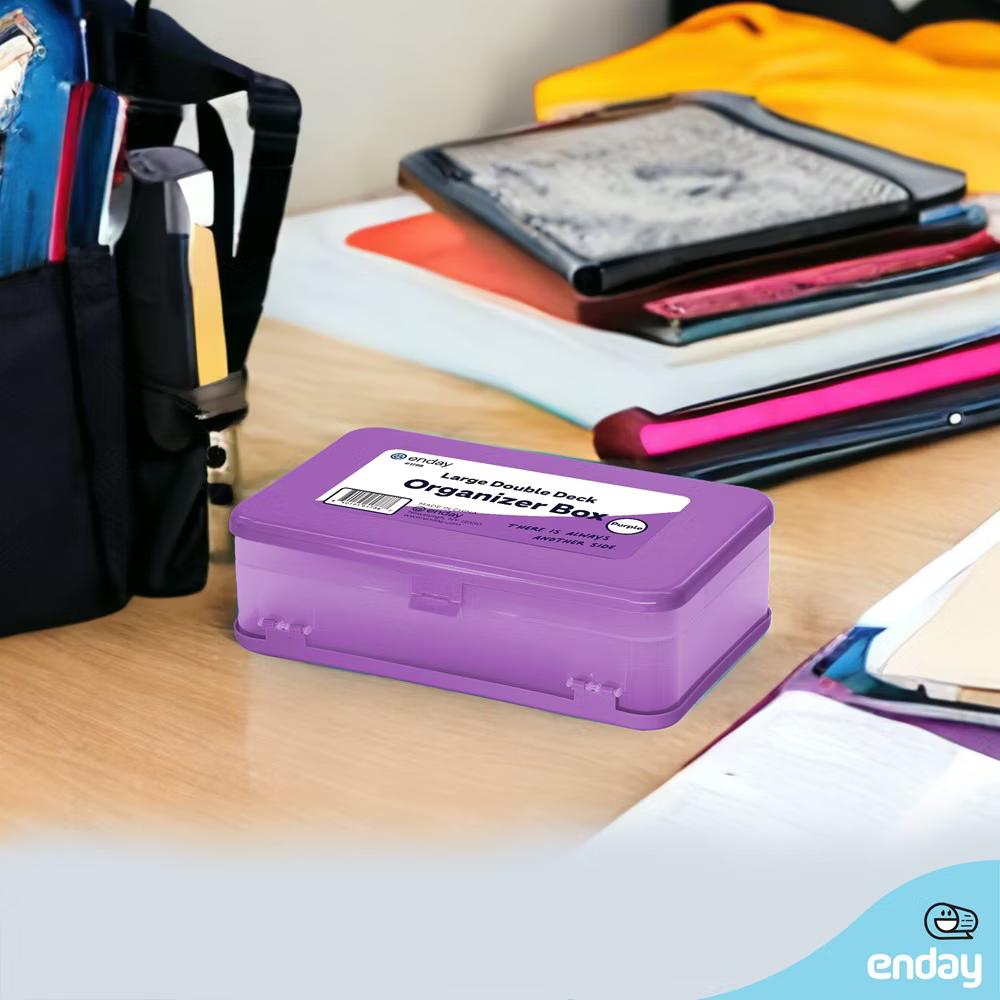Large Capacity Double Deck Pencil Box - Plastic With 12 Compartments, Snap-Tight Lid, Hard Case Storage Organizer - Image 11