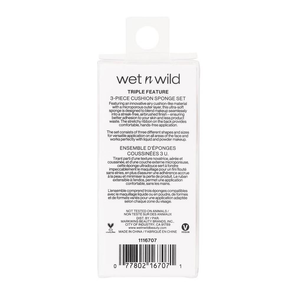 Wet n Wild Triple Feature 3-Piece Cushion Makeup Sponge Set: For Cream, Powder, Liquid, Multi-Use - Image 5