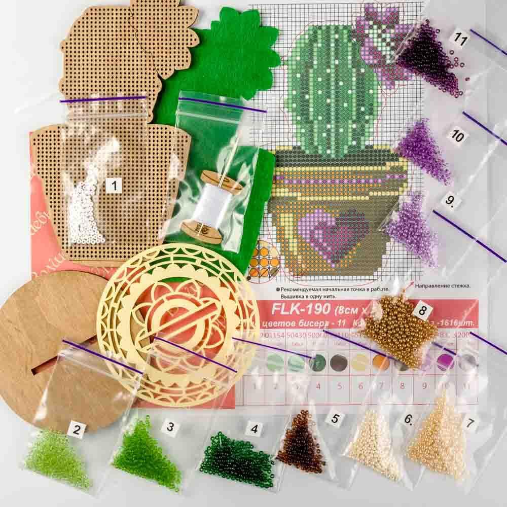 Crafts Bead embroidery kit on wood FLK-190