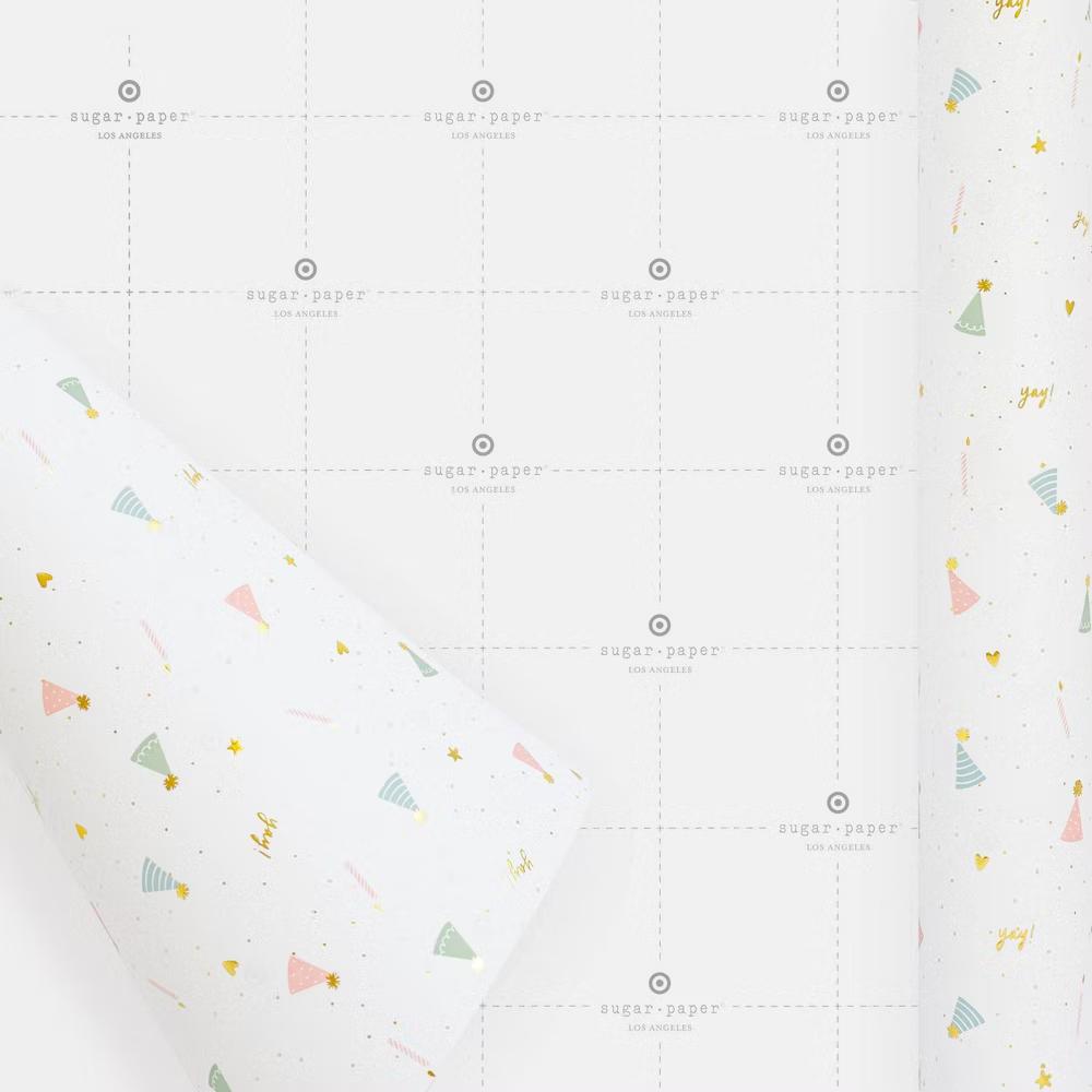 118"x30" Party Hats Wrapping Paper White - Image 3