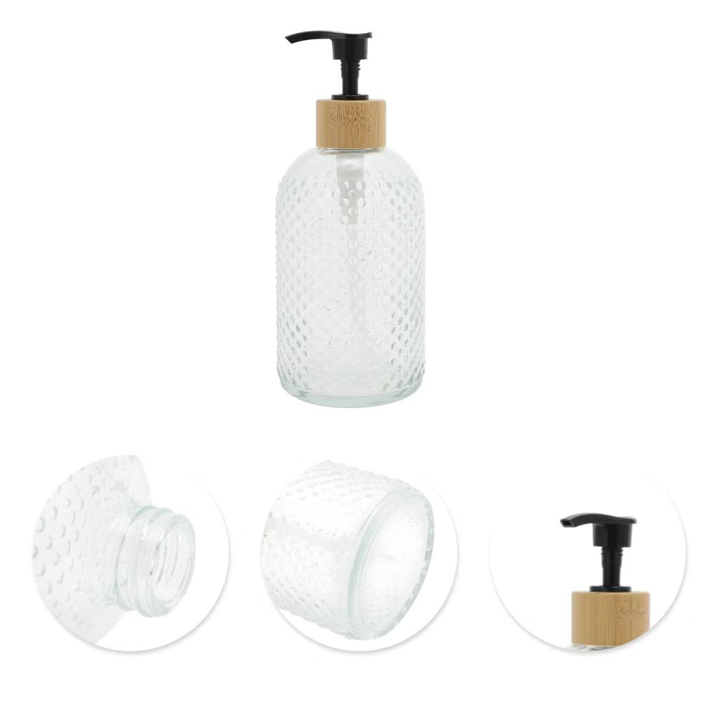 Round Bottom Raindrops Soap Dispenser 13.53oz Clear Black 1 Pc - Image 3