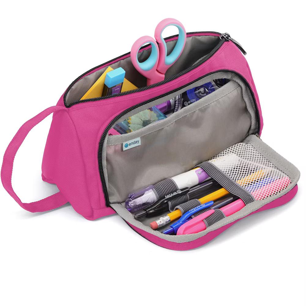 Large Capacity Pencil Case, 3-Compartment Zipper Pencil Pouch, Cute Pencil Case Organizer