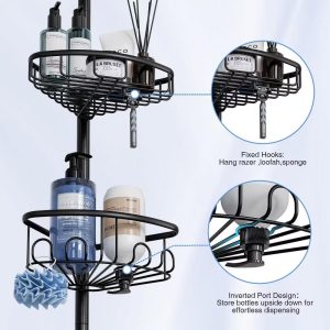 Dcolora 4-Tier Corner Shower Caddy Tension Pole 47-121 inch Adjustable Shower Organizer Shelves
