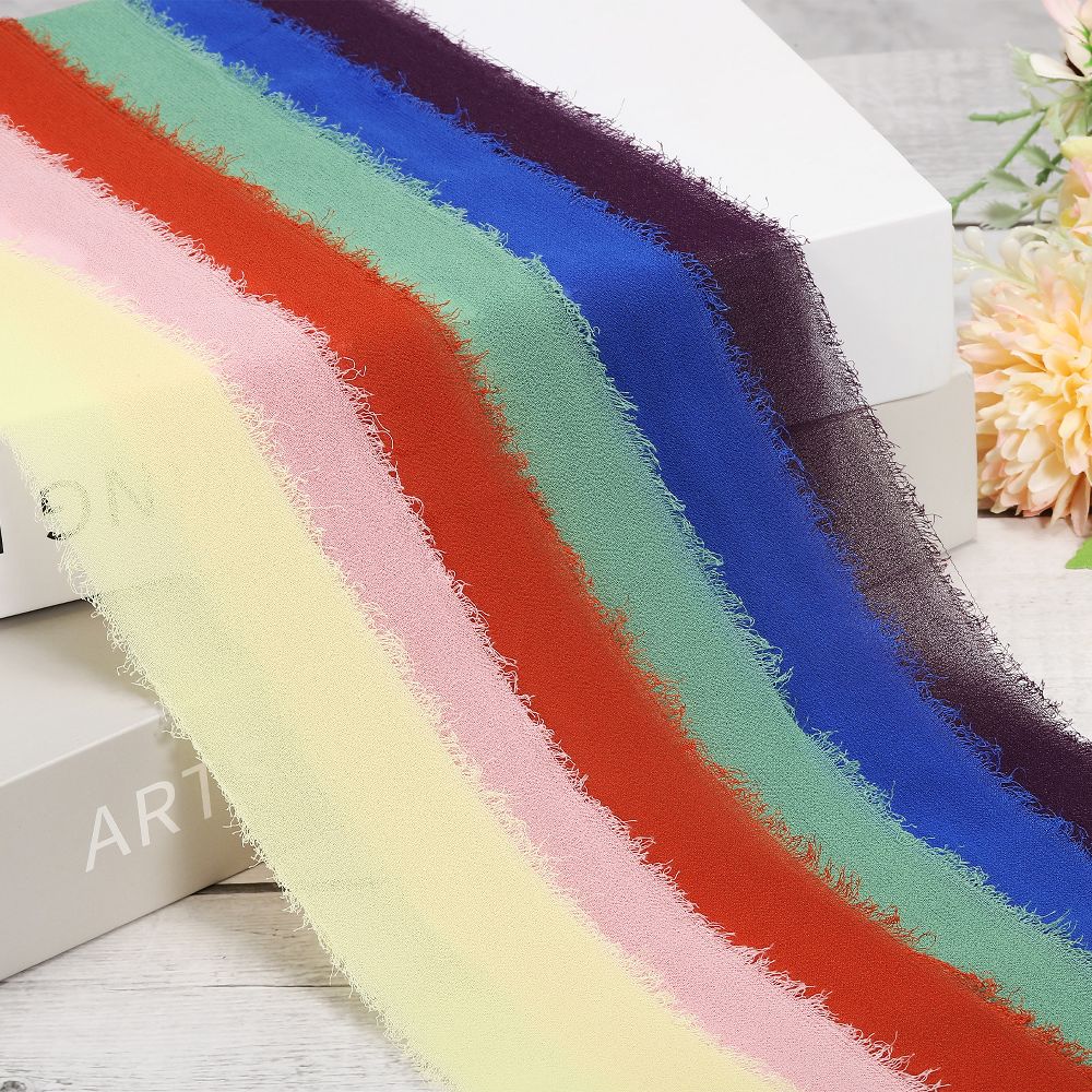DIY Crafts Party Gift Wrapping Fringe Chiffon Silk Ribbon 4 Rolls - Image 9