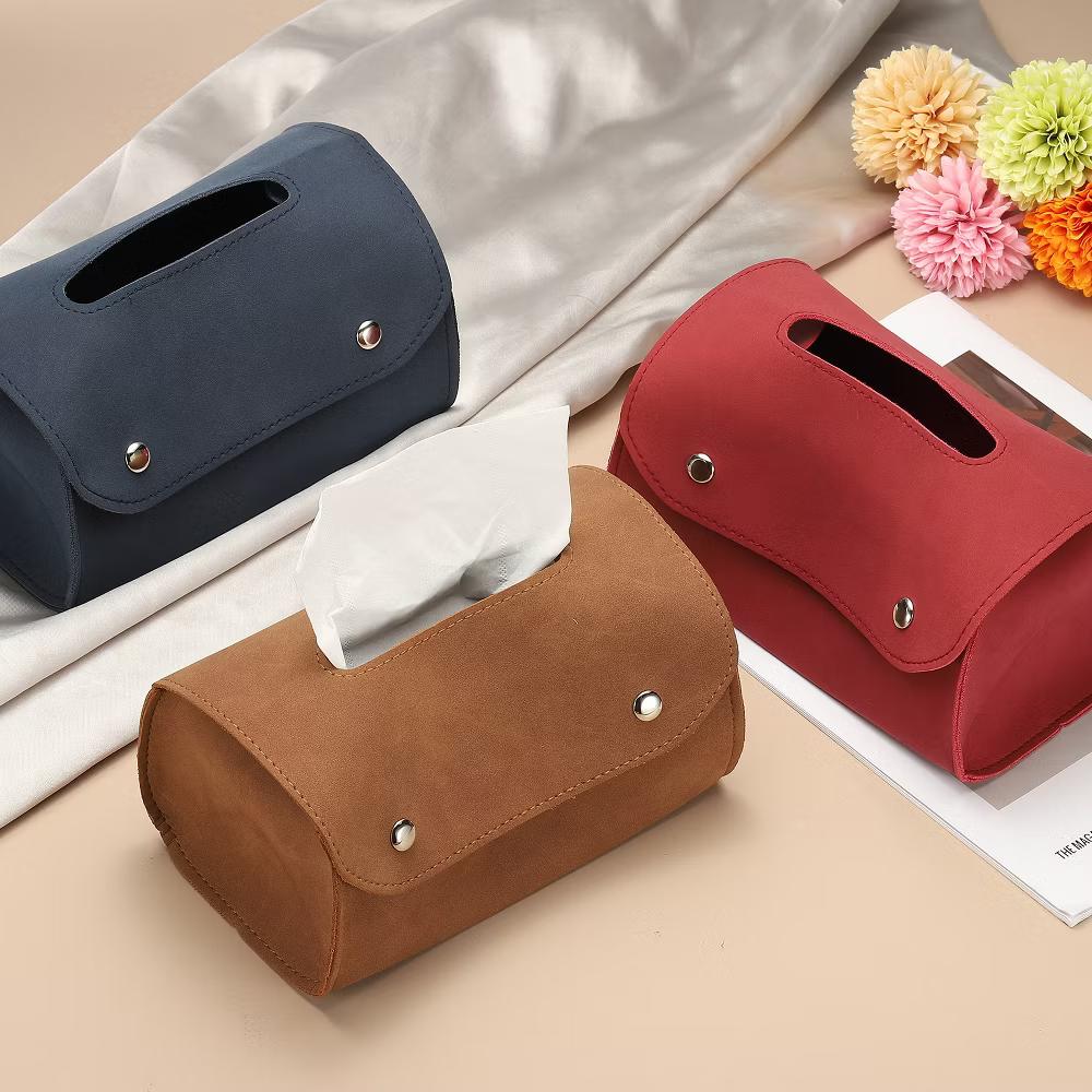 PU Leather Home Car Office Decorative Rectangular Tissue Box Cover