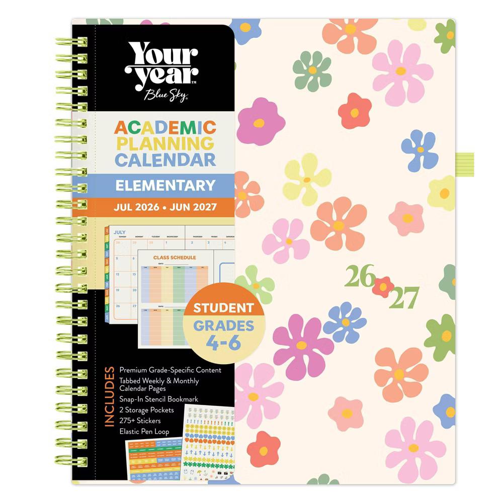 Blue Sky Your Year Elementary Weekly/Monthly Planner Wirebound 7"x9" Huxley Flowers - Image 5