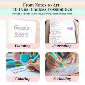 18ct Satin Barrel Retractable Gel Pens - Pastel Colors