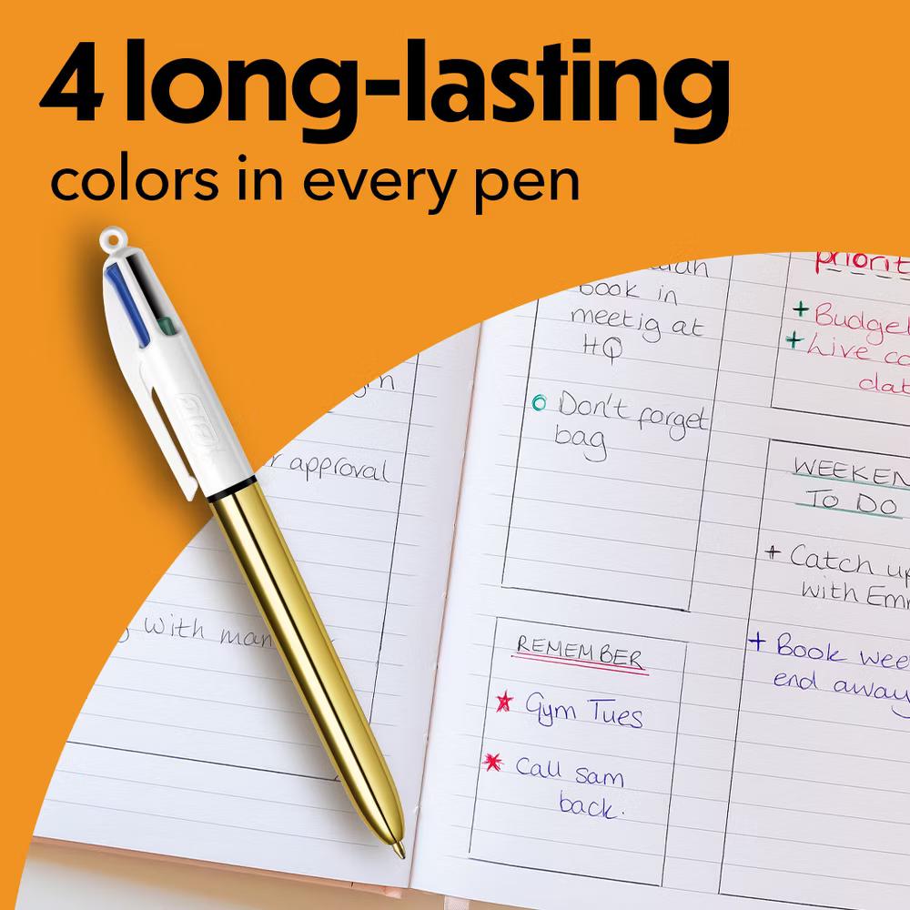 4 Color Shine Retractable Ballpoint Pen, Versatile 1.0 mm Medium Point, 6-Count in Assorted Ink - Image 3