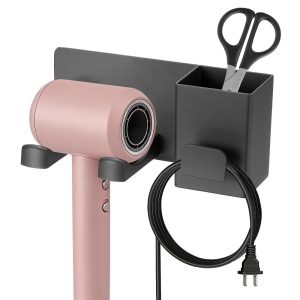 Hair Dryer Holder Wall Mounted Blow Dryer Holder, Carbon Steel Hairs Tool Organizer Hairdryer Stand Hanger