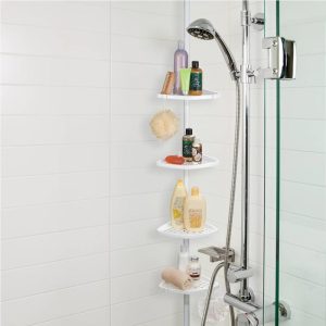 Ulti-Mate Rust Proof Aluminum Tension Shower Pole Caddy White - Better Living Products: Bathroom Organizer, Freestanding Rack