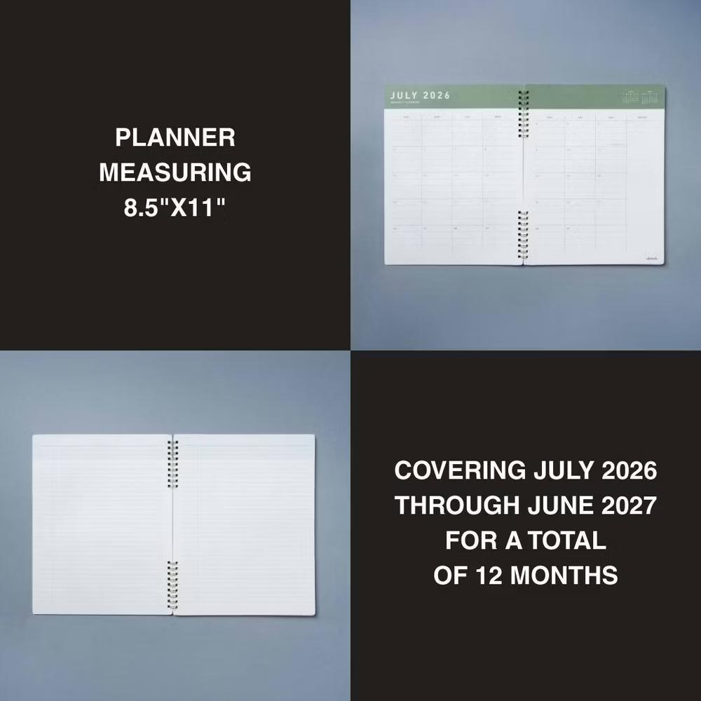 12 Month 2026-2027 8.5" 11" Monthly Planner - Dark Sage - Image 3