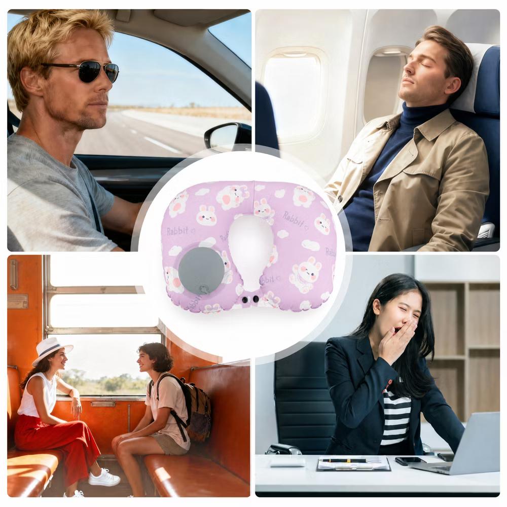 Ice Silk Inflatable Travel Pillow 1 Pc - Image 34
