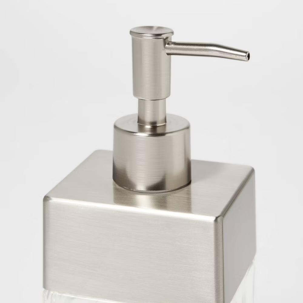 Rectangle Glass with Metal Soap/Lotion Dispenser Clear