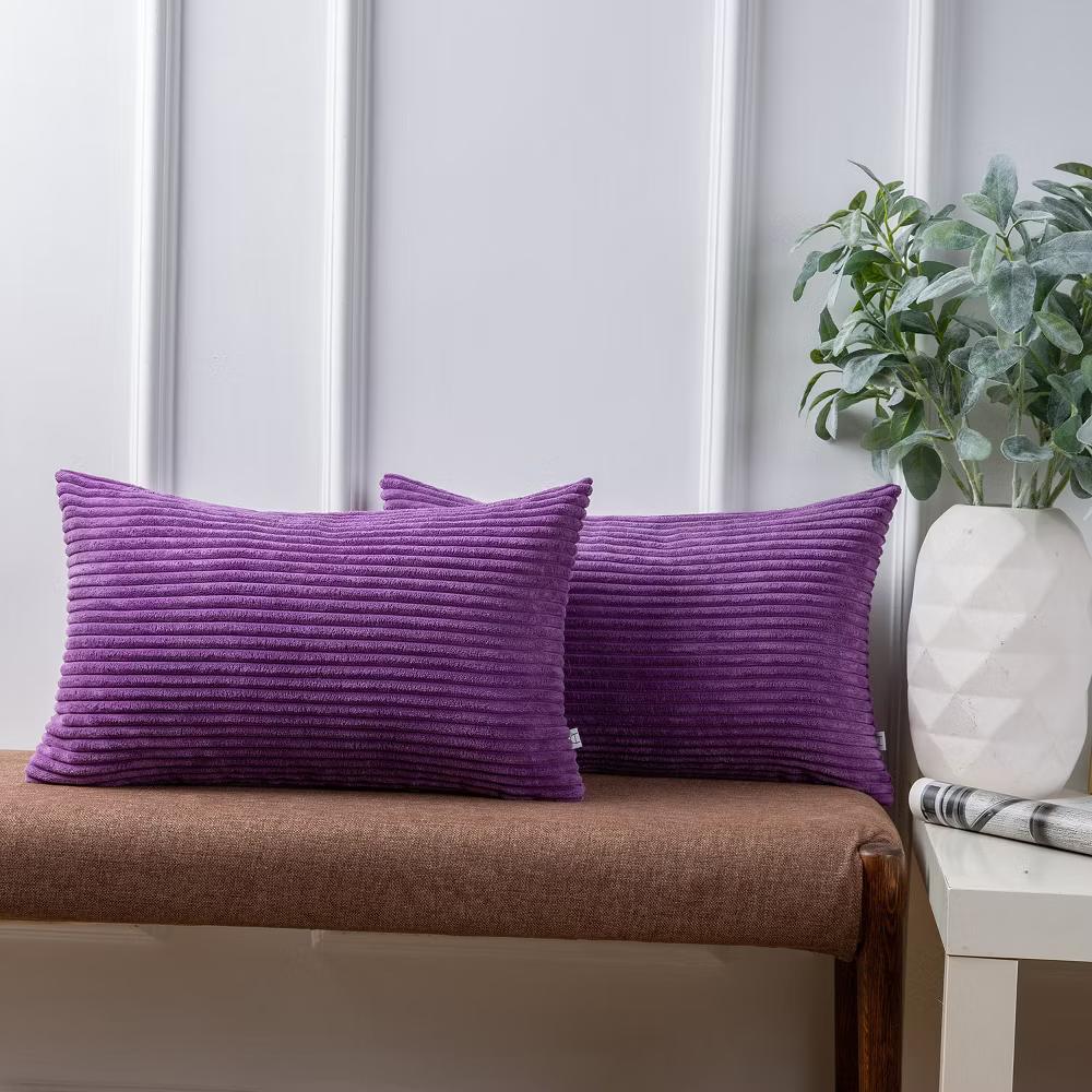 Phantoscope Solid Color Corduroy Pillow Covers Set of 2 Plush Velvet & Soft Accent - Image 23