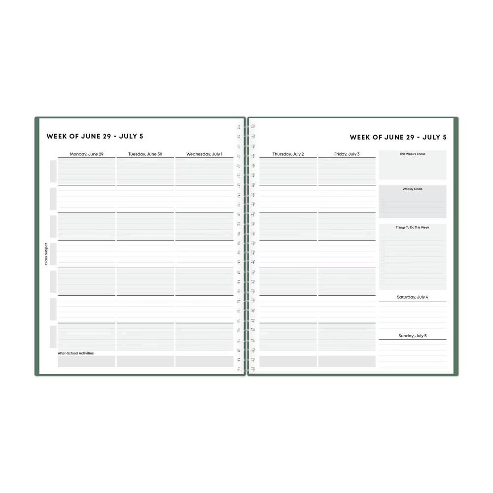 Blue Sky 8"x10" Student Planner AY 2026-2027 Weekly/Monthly Spiral Non-Tabbed Fern Green - Image 2