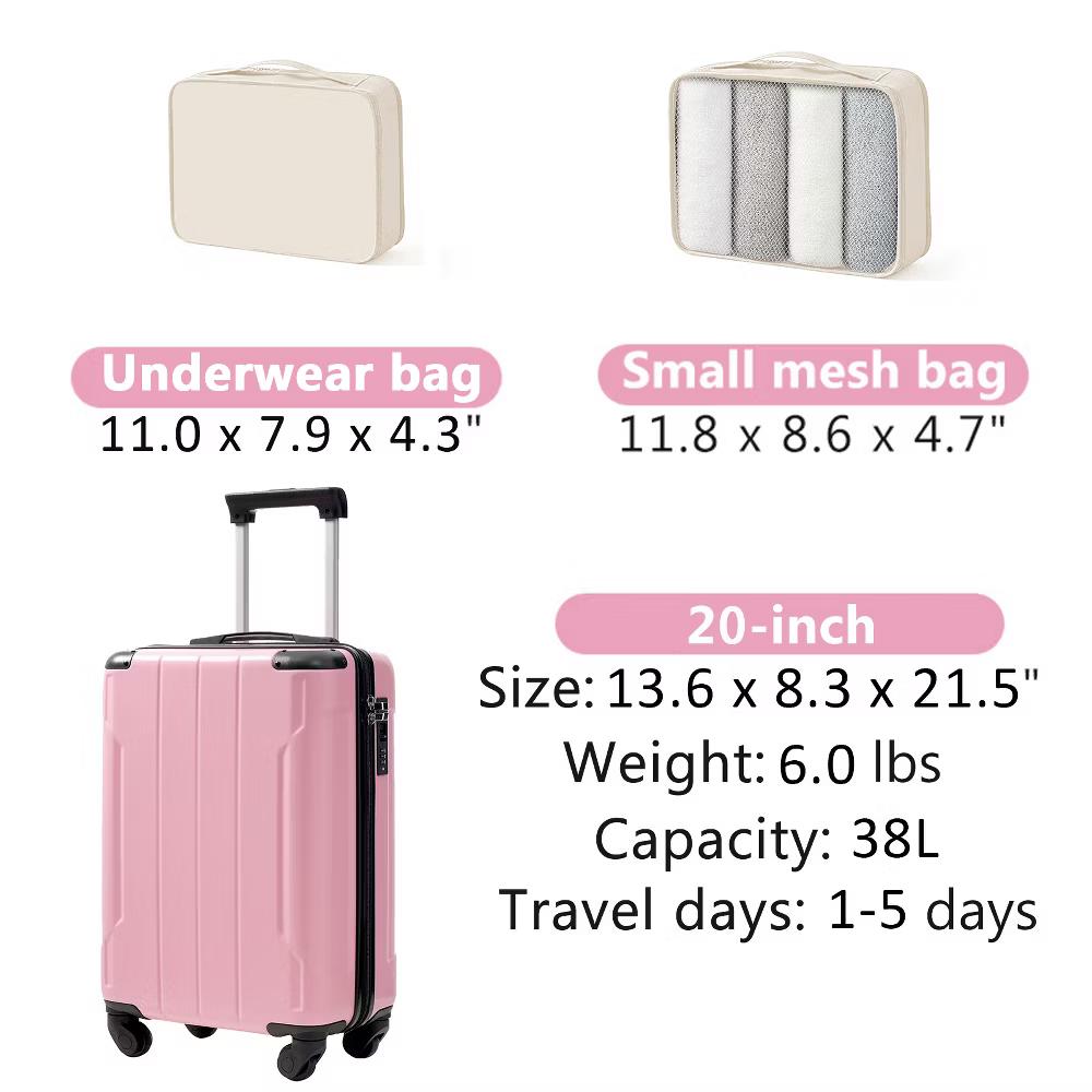 20" Hardshell Carry-On Luggage with 2 Packing Cubes & Spinner Wheels & TSA Lock, Lightweight ABS Suitcase - ModernLuxe - Image 61