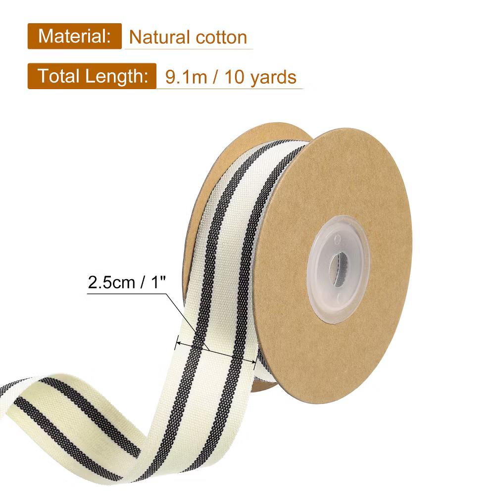 Cotton Fabric Striped Grosgrain Craft Embellishments Ribbon 10 Yard - Image 3