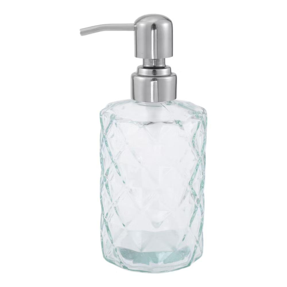 Elegant Soap Pump Dispenser for Bathroom 11.15oz Clear Silver Tone 1 Pc - Image 5